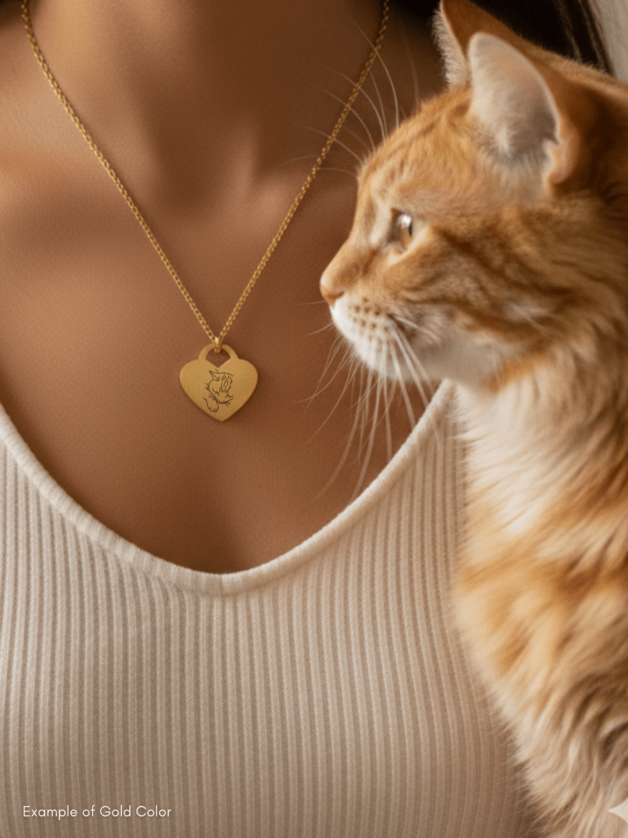 Pet Photo Engraved Heart Necklace