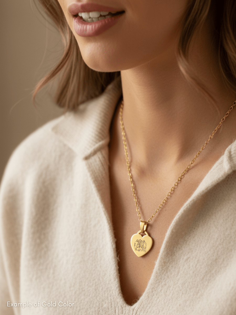 Mom Custom Engraved Photo Heart Necklace