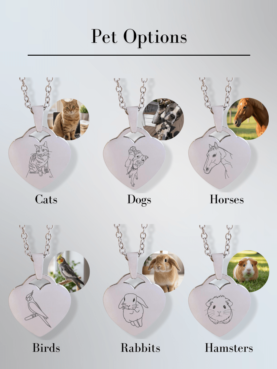 Pet Photo Engraved Heart Necklace