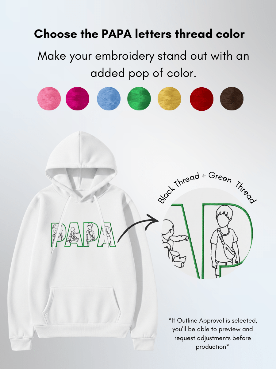 Papa Custom Embroidered Photo Hoodie