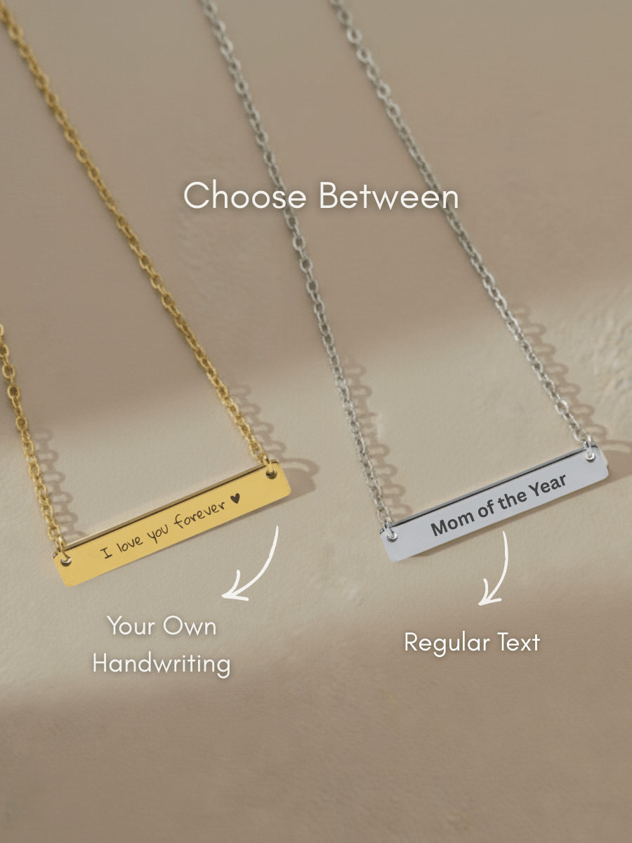 Mom Custom Engraved Text Bar Necklace