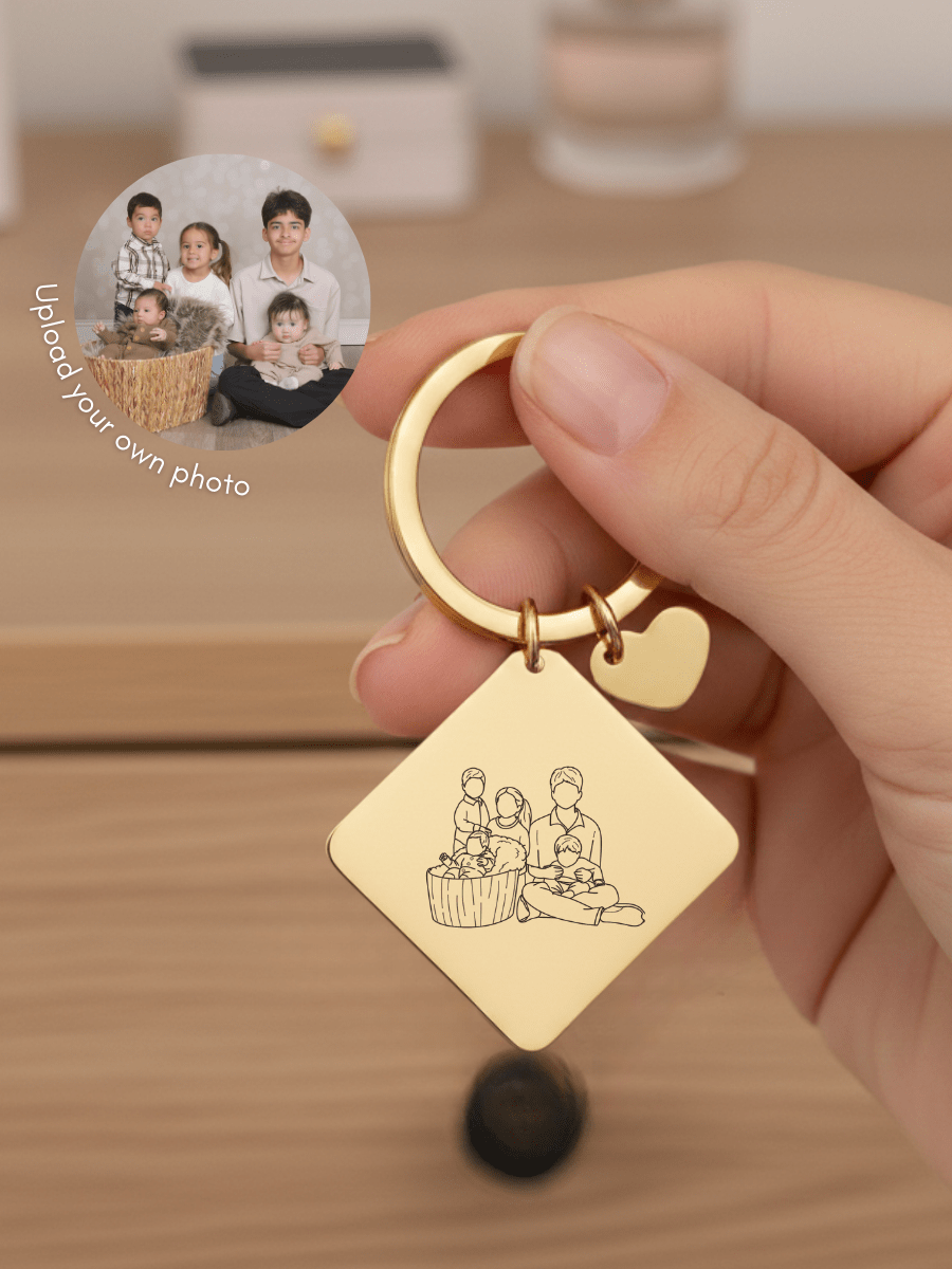 Mom Custom Engraved Photo Keychain