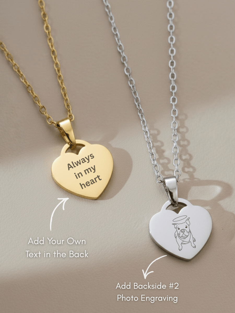 Pet Photo Engraved Heart Necklace