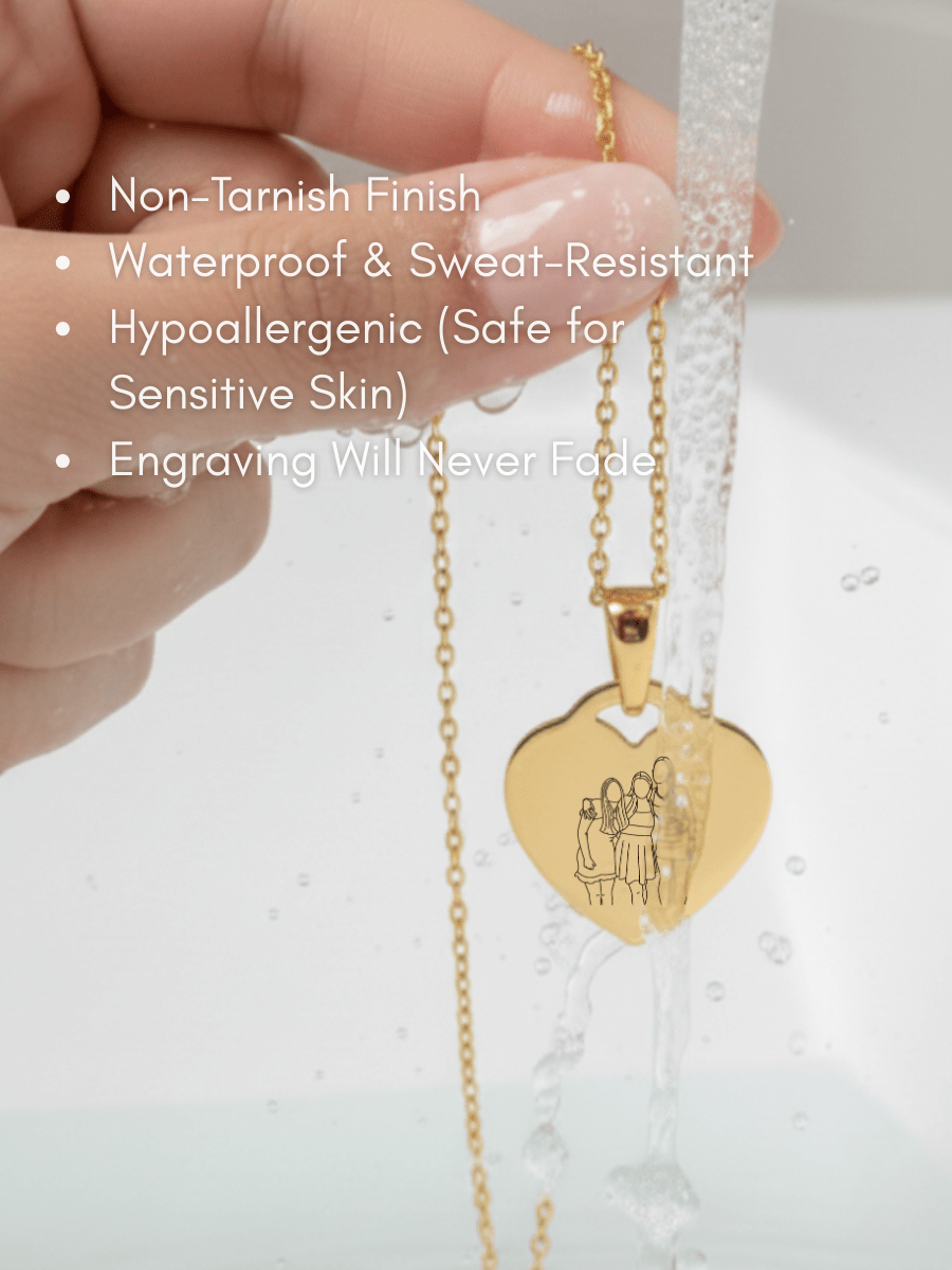 Mom Custom Engraved Photo Heart Necklace
