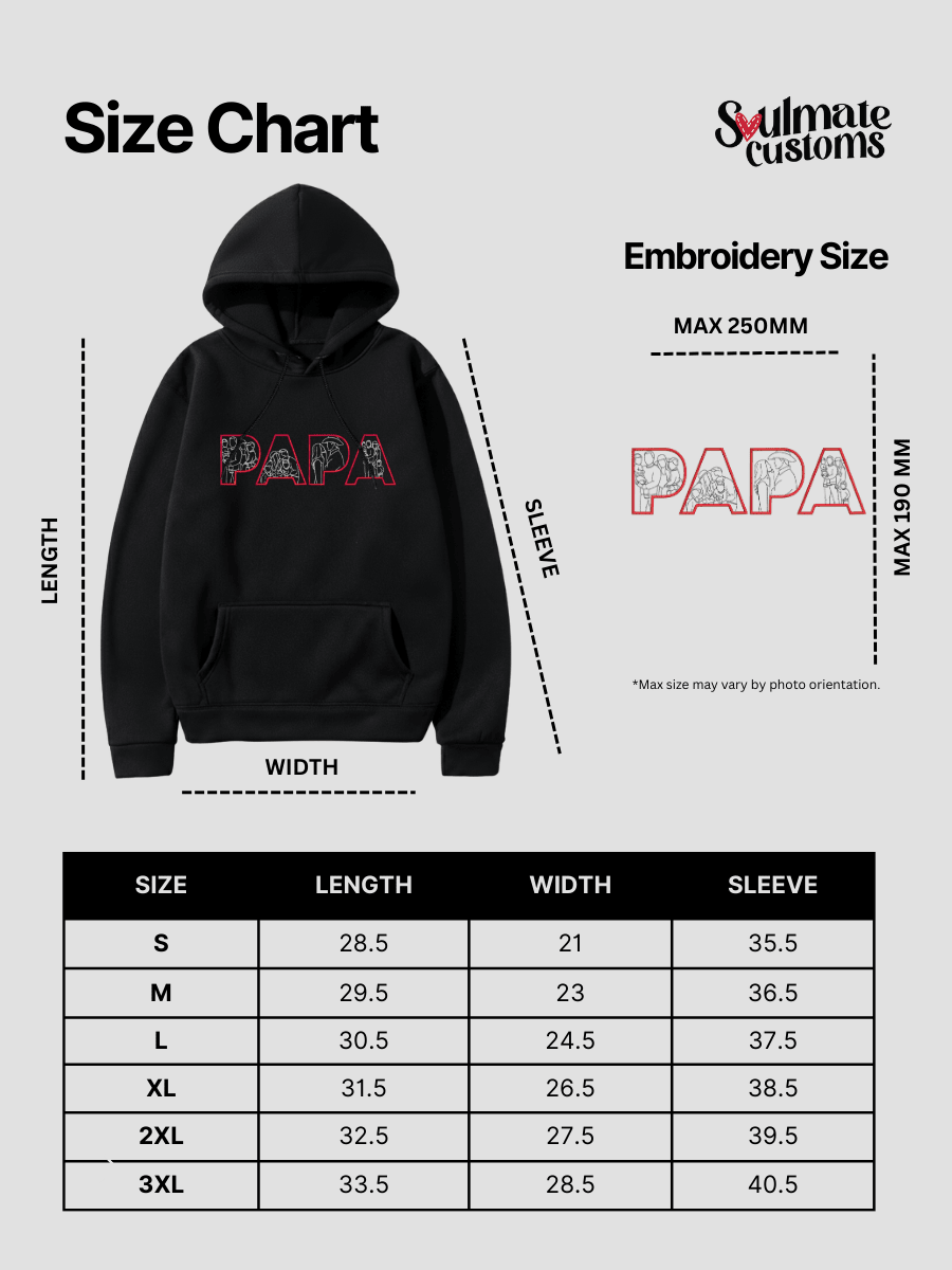 Papa Custom Embroidered Photo Hoodie