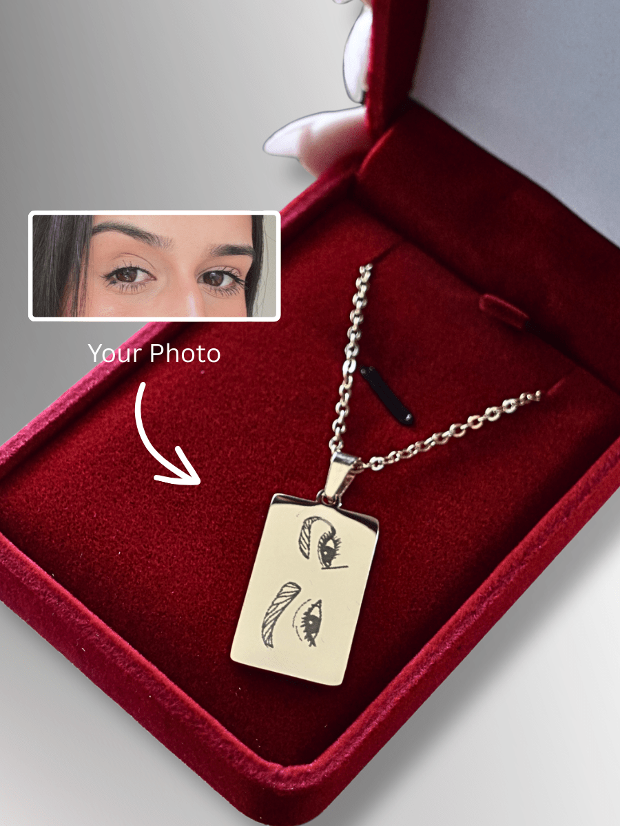 Eye Custom Engraved Photo Tag Necklace