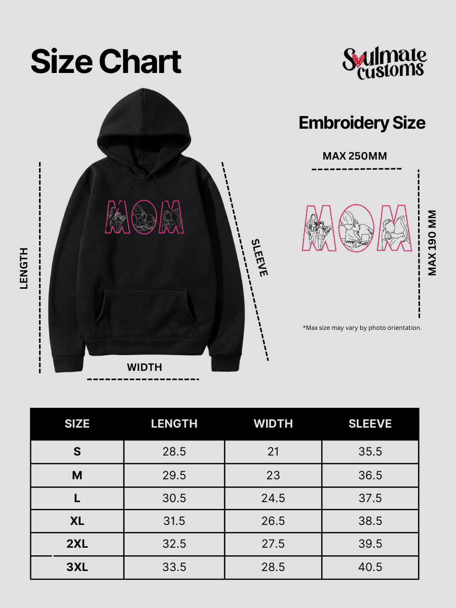 Mom Custom Embroidered Photo Hoodie