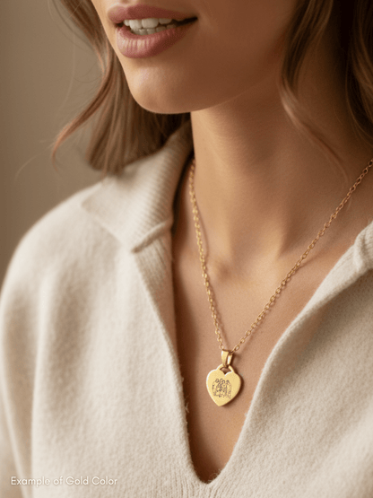 Mom Custom Engraved Photo Heart Necklace