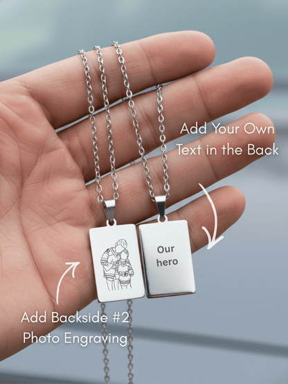 Dad Custom Engraved Photo Tag Necklace