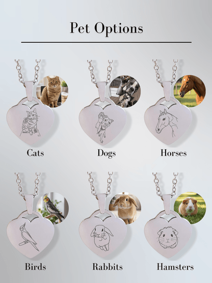 Pet Photo Engraved Heart Necklace