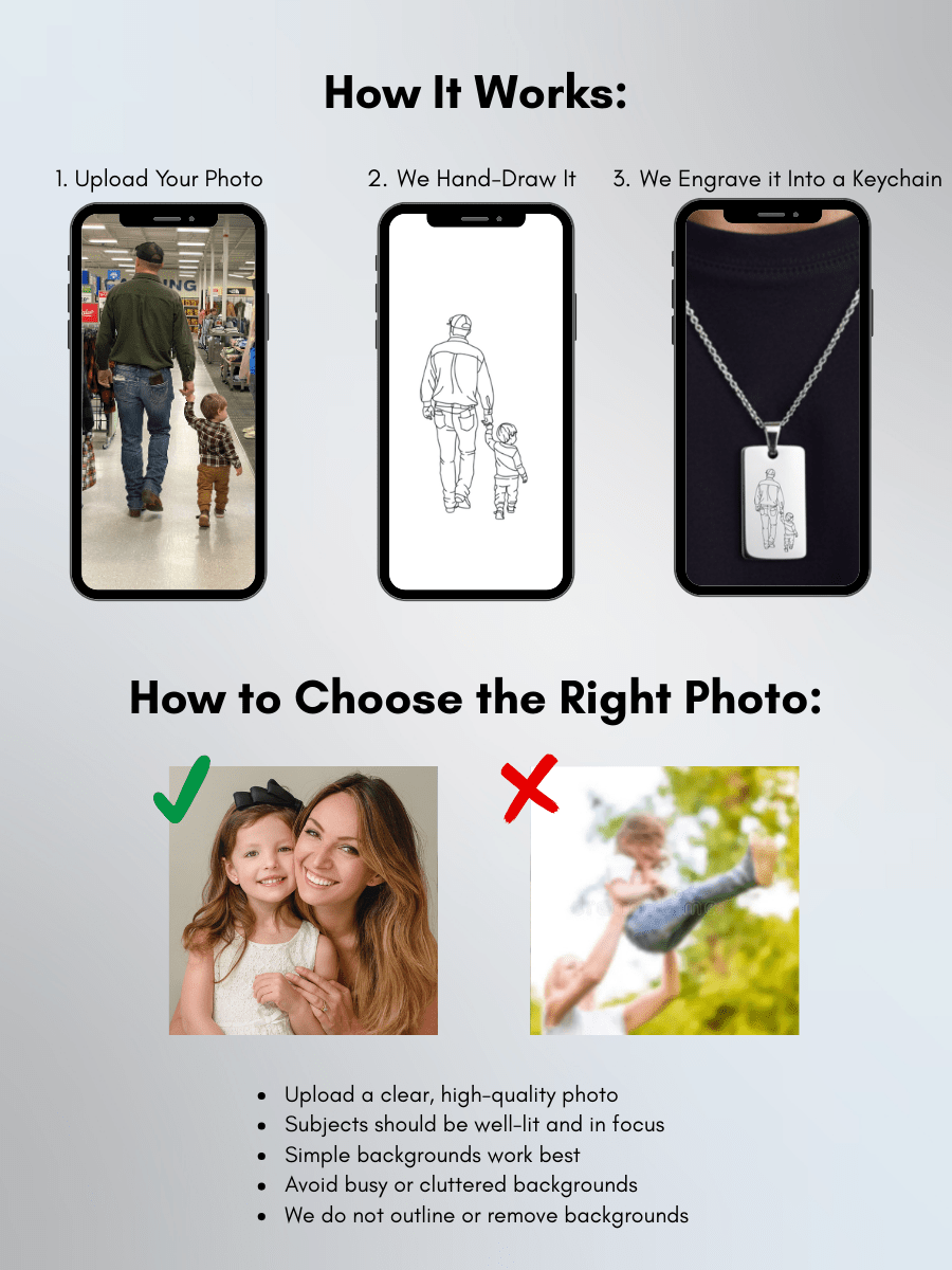 Dad Custom Engraved Photo Tag Necklace