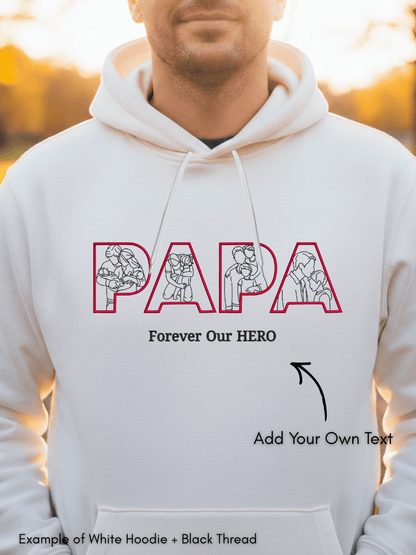 Papa Custom Embroidered Photo Hoodie