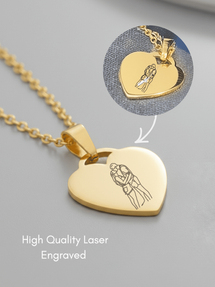 Soulmate Custom Engraved Photo Heart Necklace