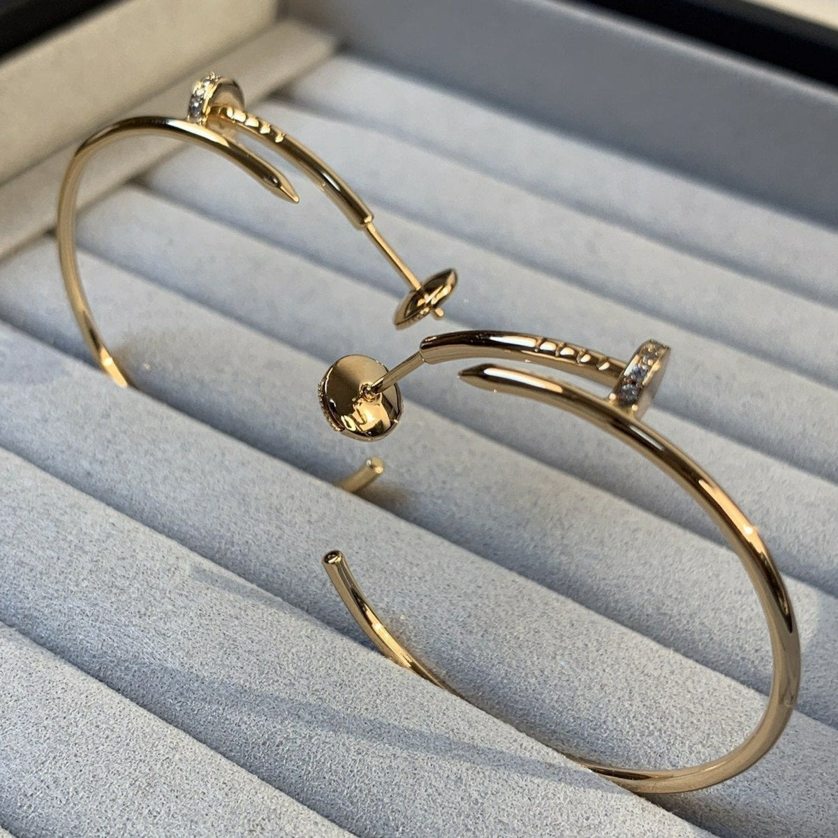 CARTIER JUSTE EARRINGS GOLD DIAMONDS 1.8MM