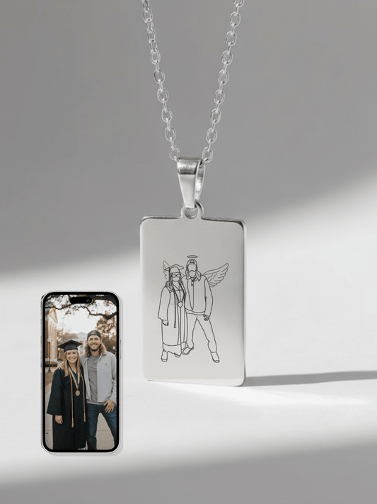 Memorial Custom Engraved Photo Tag Necklace