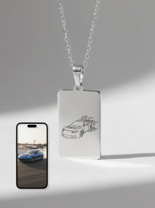 Automobile Custom Engraved Photo Tag Necklace
