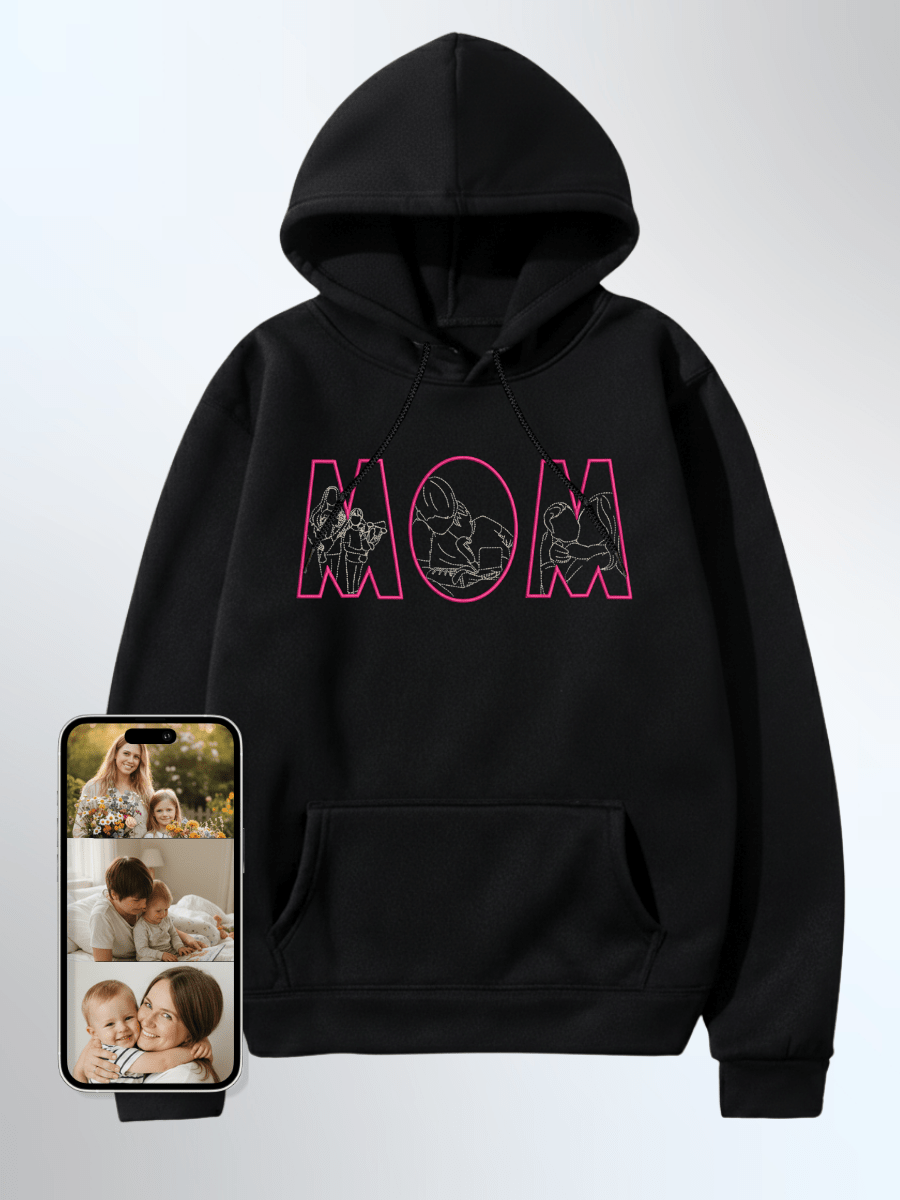 Mom Custom Embroidered Photo Hoodie