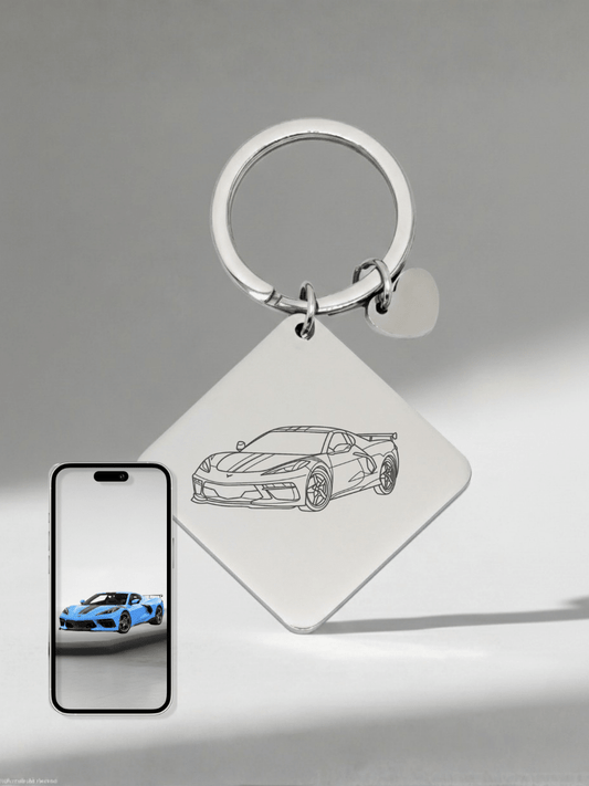 Automobile Custom Engraved Photo Keychain