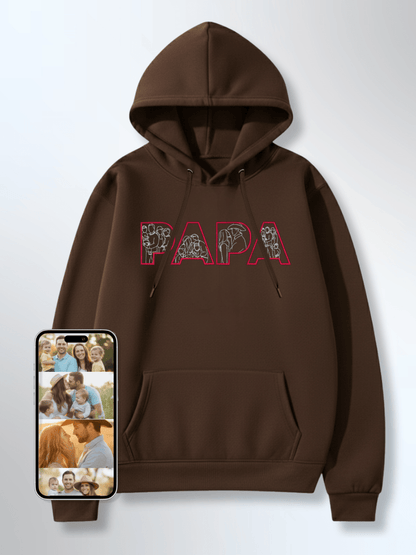 Papa Custom Embroidered Photo Hoodie