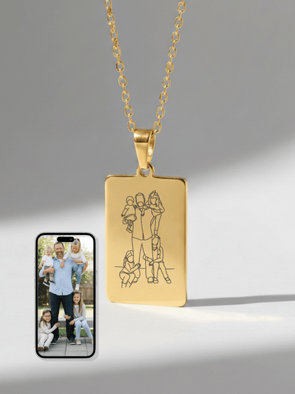 Dad Custom Engraved Photo Tag Necklace