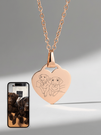 Pet Photo Engraved Heart Necklace