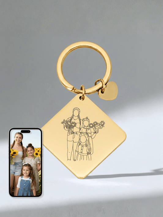 Mom Custom Engraved Photo Keychain