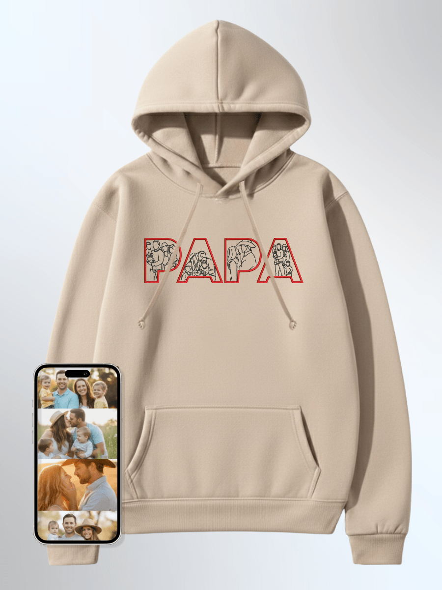 Papa Custom Embroidered Photo Hoodie