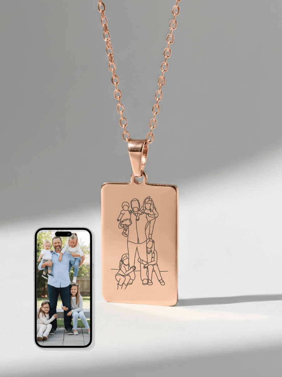 Dad Custom Engraved Photo Tag Necklace