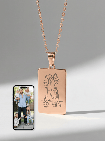 Dad Custom Engraved Photo Tag Necklace
