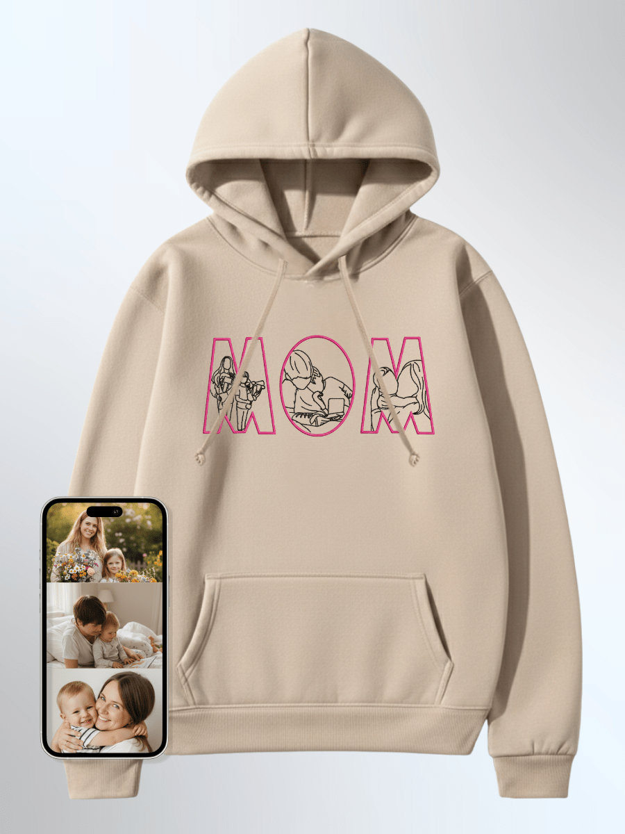 Mom Custom Embroidered Photo Hoodie