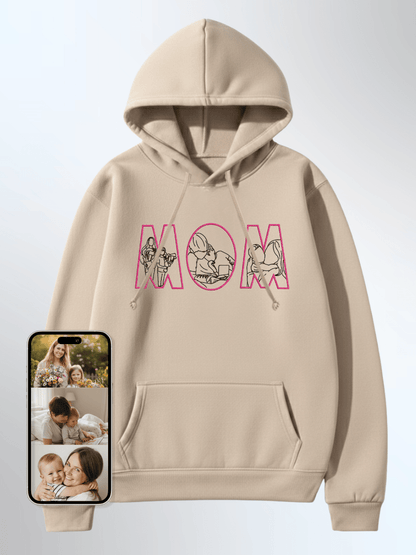 Mom Custom Embroidered Photo Hoodie