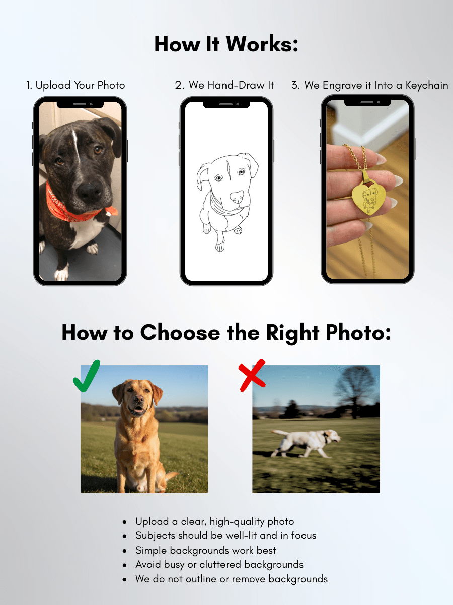 Pet Photo Engraved Heart Necklace