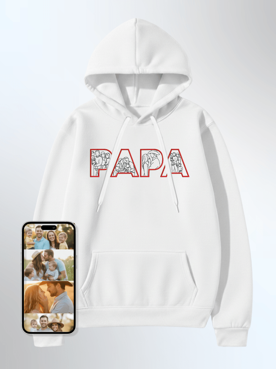 Papa Custom Embroidered Photo Hoodie