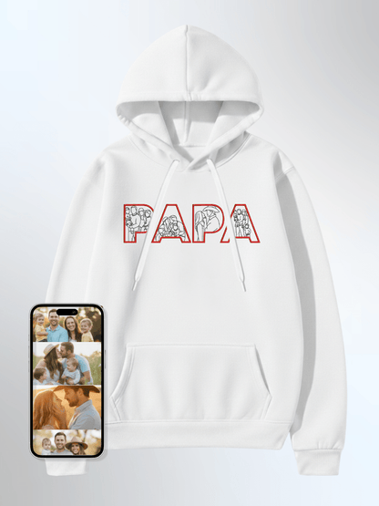 Papa Custom Embroidered Photo Hoodie