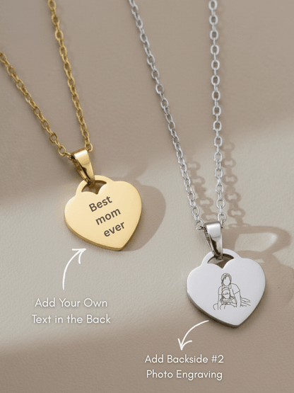 Mom Custom Engraved Photo Heart Necklace
