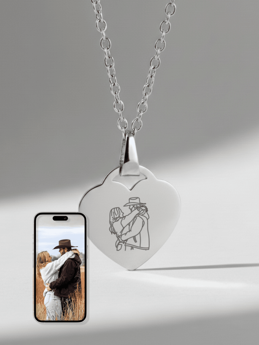 Soulmate Custom Engraved Photo Heart Necklace