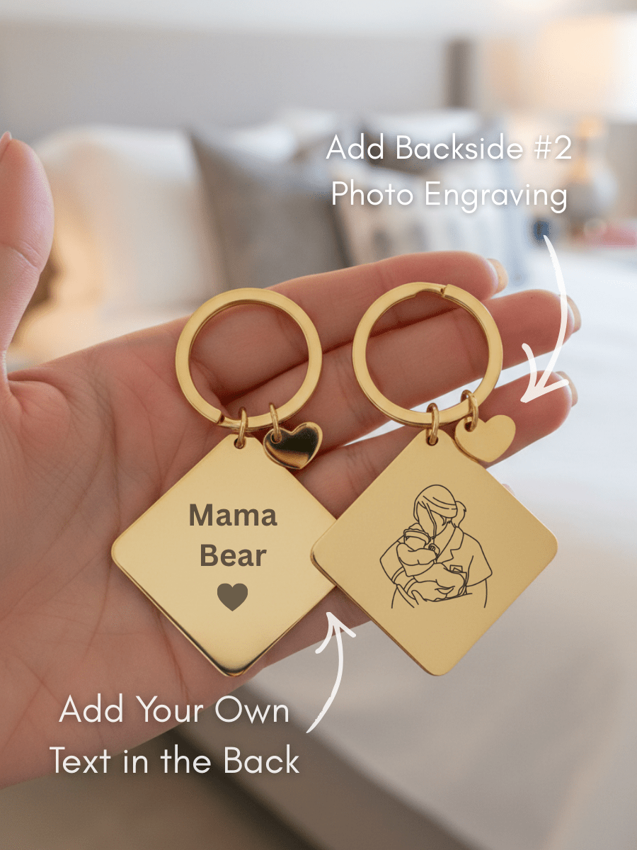 Mom Custom Engraved Photo Keychain