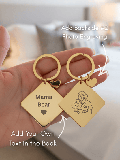 Mom Custom Engraved Photo Keychain