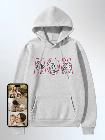 Mom Custom Embroidered Photo Hoodie