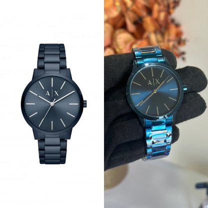 Armani Exchange Cayde AX2702 Men's Analog Watch – Blue Dial with Matching Blue Stainless Steel Strap