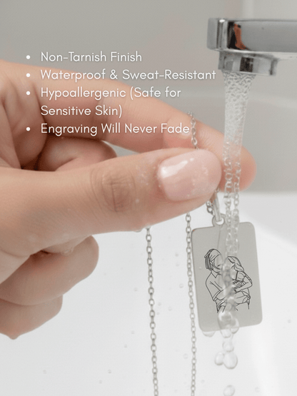 Dad Custom Engraved Photo Tag Necklace
