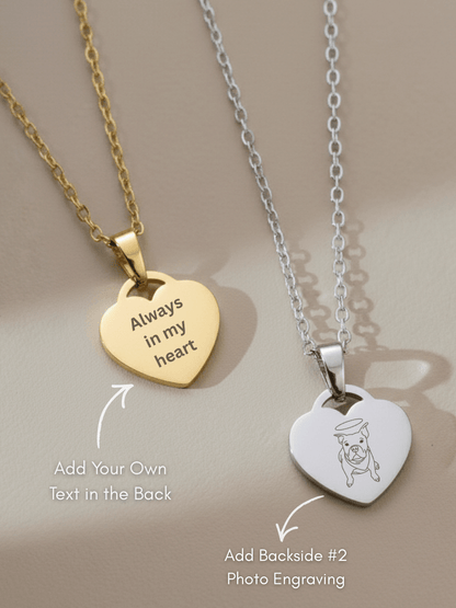 Pet Photo Engraved Heart Necklace