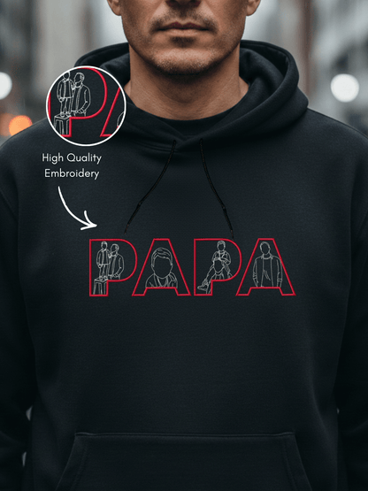 Papa Custom Embroidered Photo Hoodie