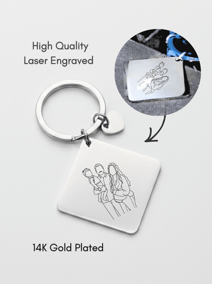 Mom Custom Engraved Photo Keychain