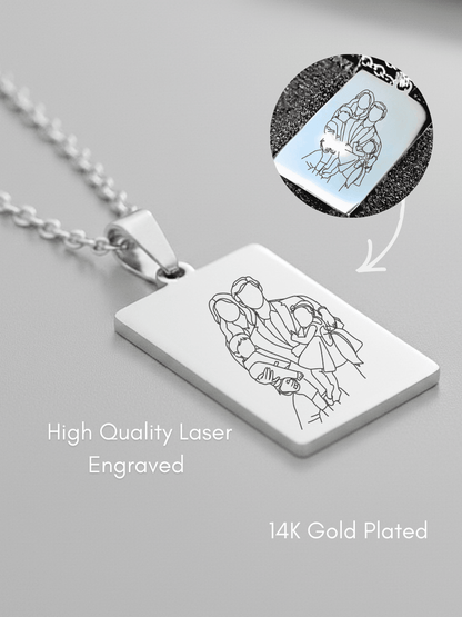 Dad Custom Engraved Photo Tag Necklace