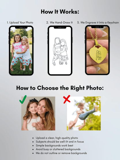 Mom Custom Engraved Photo Heart Necklace