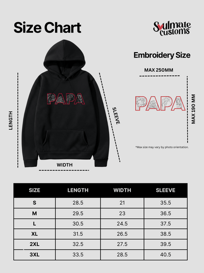 Papa Custom Embroidered Photo Hoodie