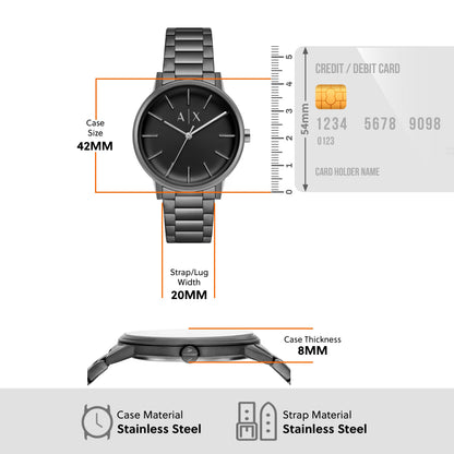 Armani Exchange Cayde AX2701 Men's Analog Watch – Black Dial with Black Stainless Steel Strap