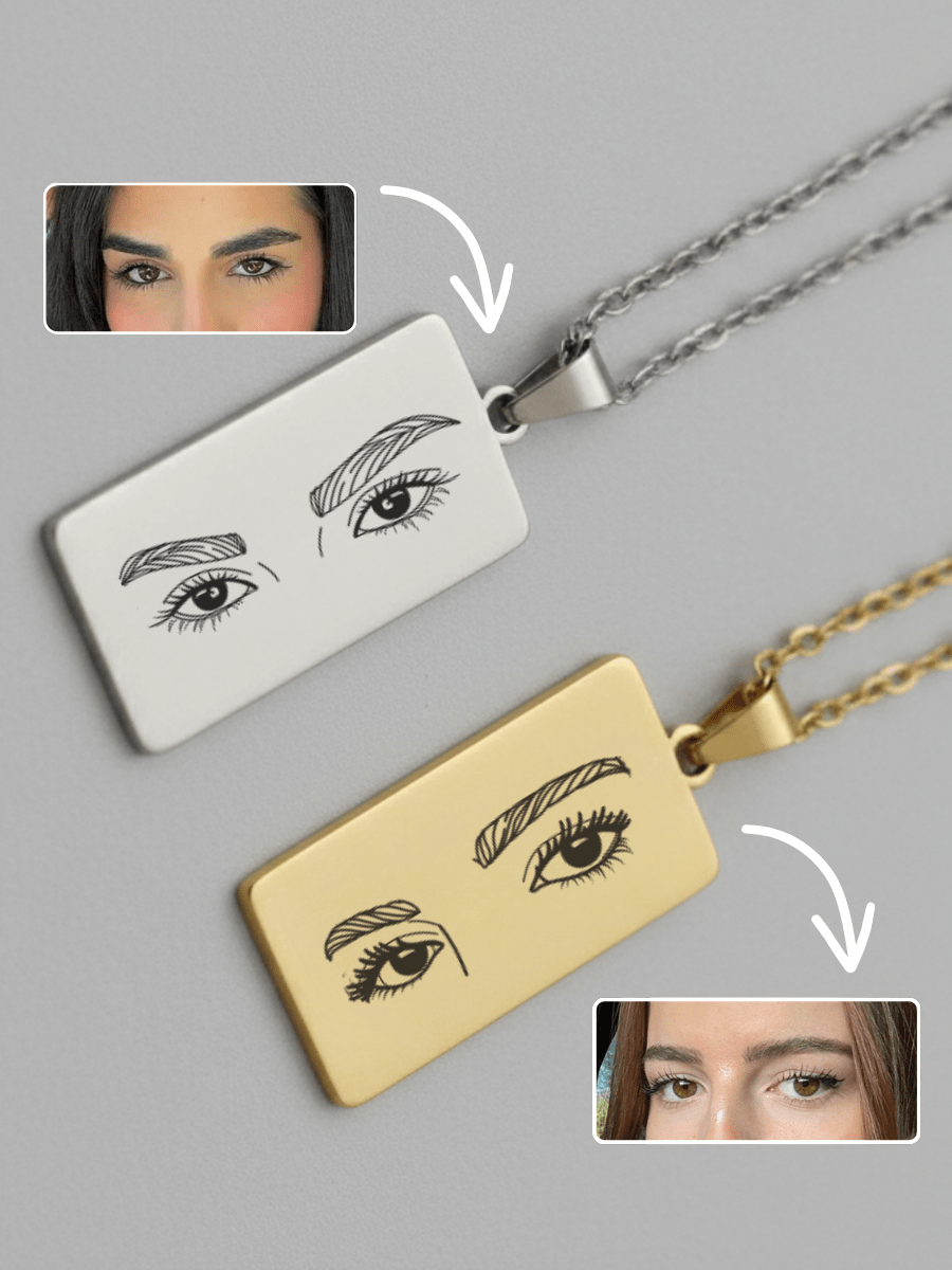 Eye Custom Engraved Photo Tag Necklace