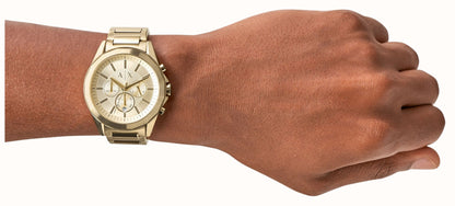 Armani Exchange Drexler AX2602 Men's Chronograph Watch – Gold Dial with Gold Stainless Steel Strap